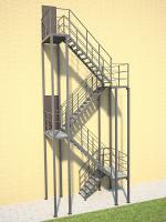 Многомаршевая металлическая пожарная лестница